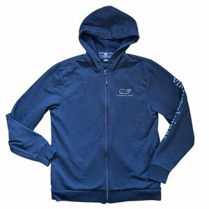 Vineyard Vines Navy Full Zip Hoodie Whale Logo Sweatshirt Men’s Small Coastal